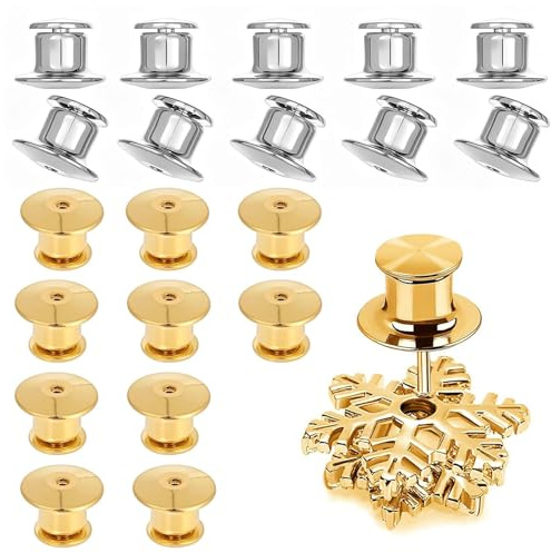 JYNXOR 20 Pcs Pasadores de Bloqueo Metal Cierres de Seguridad Pin Sujetadores Cierres de Repuesto imperdibles broches para Joyería Broches Insignia Etiquetas de Nombres Artesanía DIY(Plata/dorado)
