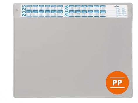 DURABLE - Sous-main de bureau - Tapis de souris XXL - Avec calendrier sur 4 ans - 65 x 48 cm - Antidérapant - Avec rabat transparent - Gris - 5 pièces - 722510