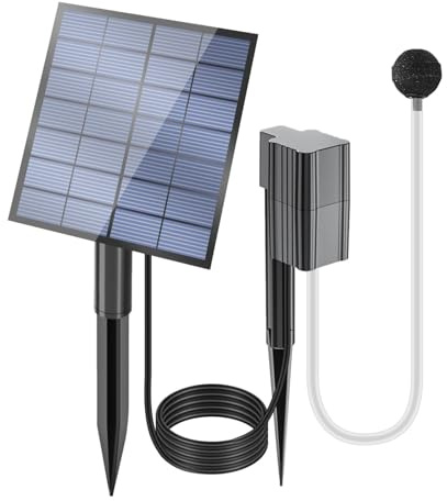 Générique Pompe à Air pour Aquarium - 7V 2,5W Solaire Réglable | Aérateur Aquarium Pompe à Air Poisson | pour Pêche Hydroponie Maison Bureau Intérieur Extérieur Bassin Jardin Terrasse