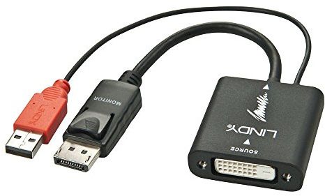 LINDY 38145 DVI auf DisplayPort Konverter, aktiv, schwarz