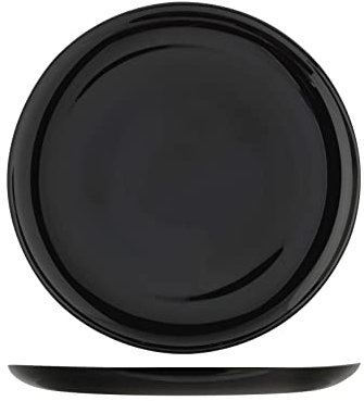 H+H - 6er Set Pizzateller, Premiere, Mehrzweckteller, Tischausstattung, Besondere Gerichte, Appetithappen, Opal, Schwarz, Durchmesser 32 cm