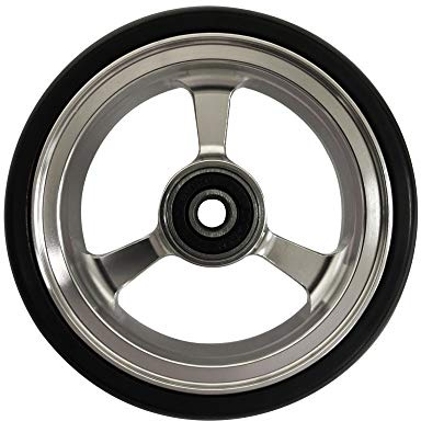 RIANTWHEEL, 4 X 1.0 inch, Solid, PU Wheels, Wheelchair Casters, Aluminum Rim, one Pair (Silver)