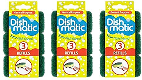 9 ricariche in spugna verde Dishmatic per pulizia intensa