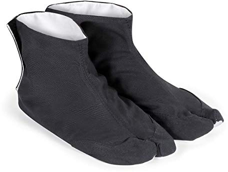 Playwell Martial Arts Tabi de Ninja Calcetines Lona Suela Interior Tabi Botas - Negro, M