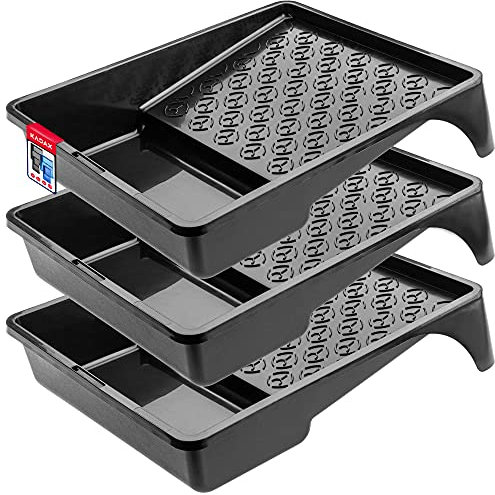 KADAX Farbwanne, große Farbschale aus Kunststoff, Maler Lackierwanne mit handlichem Griff, Lackierschale, leichtes Malerzubehör, Malerbedarf, Lackschale, Lackwanne (3, schwarz)