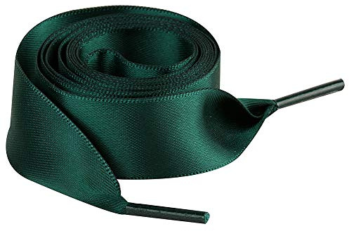 Jamron Flat Silk Satin Ribbon Shoelaces 2CM Wide for Trainers Ballerinas Pumps P13 Dark Green 140 CM