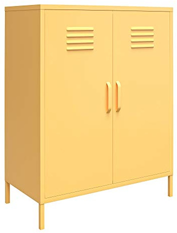 DHP Furniture Cache 2 Door Metal Locker Storage Cabinet Yellow