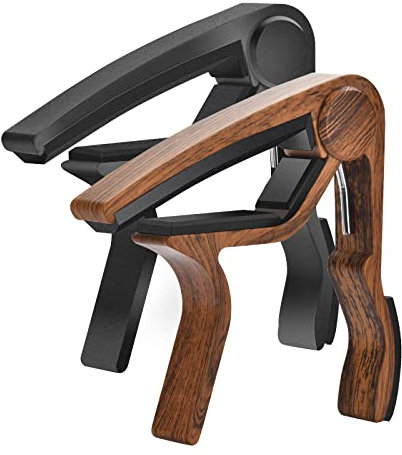 Kapodaster für Gitarre, 2-Pack Capo für Akustik, Capodaster für E-Gitarren, Bass, Bruzzfrei, Quick Release, einfach zu bedienen, Schwarz und Palisander