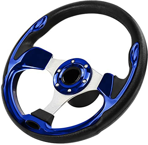 Acclcors Volante per barca da 12,5 pollici, adattatore per volante marino con asse da 3/4 di pollice, volante antiscivolo per barche, yacht, barche a pontone (blu)