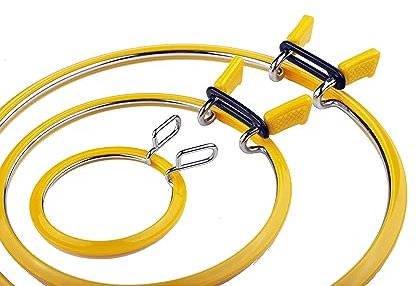 Premium-Qualität, Metall-Federspann-Stickrahmen, Kreuzstichrahmen, Stopfrahmen, Stickspannschuppen (gelb, Größenmischung)