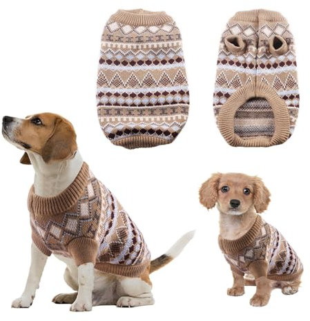 Yoolhamy Hundepullover, Weihnachten Pullover für Kleine mittelgroße Hunde Weihnachtspullover Hund Dicken Hundepulli Warm Hunde Pullis für Chihuahua Französische Bulldogge (Braun, S)