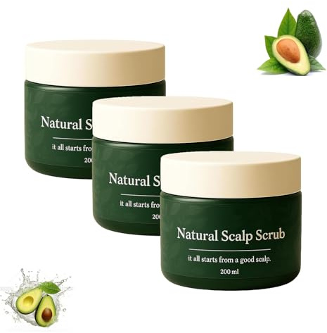 Lissima Natural Scalp Scrub, Actualizar la limpieza profunda de la nurisión, Exfoliante de exfoliante de cuero cabelludo natural, fórmula vegetal exfoliante (3pcs)