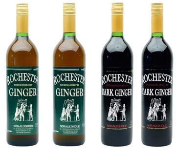 MM Rochester Ginger & Dark Ginger Non-Alcoholic Drink 725ml – 4 Bottles (2 of Each) | Premium Alcohol-Free Ginger Wine Alternative | Spicy, Warming Herbal Ginger Tonic
