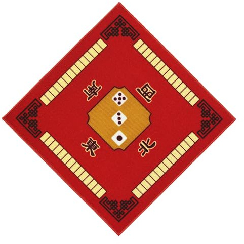 wueiooskj Halkfritt Mahjong-bordsöverdrag för brusreducerande bord och roliga spel. Presentidé för barn och vuxna. För att spela Mahjong, hem och skrivbord. Spel, kort och tillbehör, Röd, 78x78 cm