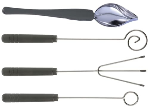 LALADEFIEE Juego de Utensilios para Mojar Chocolate 4 Piezas Acero Inoxidable Grandes Tenedores para Fondue Palitos para Postres y Hornear Decoración de Frutas y Pasteles