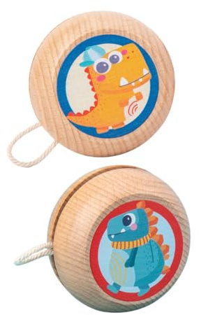 VANZACK 2 Pezzi Yo-Yo in Legno per Giocattolo Educativo da Dito Design Cartone Animato Piccolo e Portatile per Allenare Coordinazione Occhio-Mano e Flessibilità Polso per Gioco
