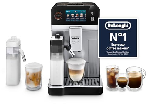 De’Longhi Eletta Ultra – Perfetto Automatic Coffee Machine with LatteCrema Automatic Milk Frothing, Over 50 Hot & Cold Drinks, Silent Technology, Colour Touch Display, Metal (ECAM472.85.MB)