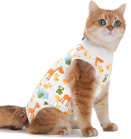 Body Gata Esterilizacion, Traje de Recuperación Gato Postoperatorio de Algodón Suave, Body Quirurgico para Heridas Abdominales y Post Cirugía, Alternativa al Collarín Isabelino, Talla M