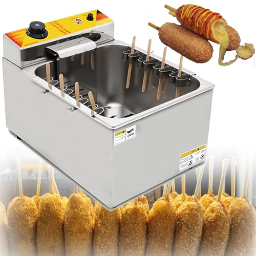12L kommersiell elektrisk fritös, ost Hot Dogs Sticks friteringsmaskin | Mozzarella Hot dog maker maskin majs hund fritös maskin, 8 st korv， 50-200 ℃ Justerbar temperatur