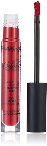 Deborah Fluid Velvet Lipstick N.07 Fire Red Lunga Tenuta, con Mix di Oli per Labbra Idratate, Morbide e Vellutate