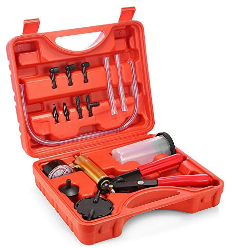 HERRAMIENTA PARA SANGRAR FRENOS VACUOMETRO Y COMPROBADOR DE PRESION Y VACIO Dispositivo de Purga de líquido de Frenos PURGADOR de frenos de coche Kit de Cambio de líquido de Frenos