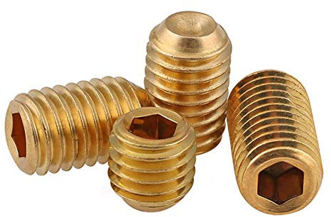 ANSIEDIO Cup Point Hex Socket Set Screws Brass Grub Screw Bolts - M6×6mm,10 pcs