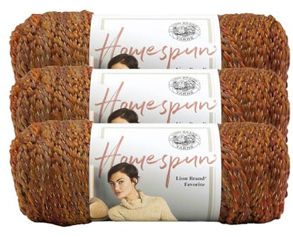 (3 Pack) Lion Brand Yarn Homespun Bulky Yarn, Wild Fire