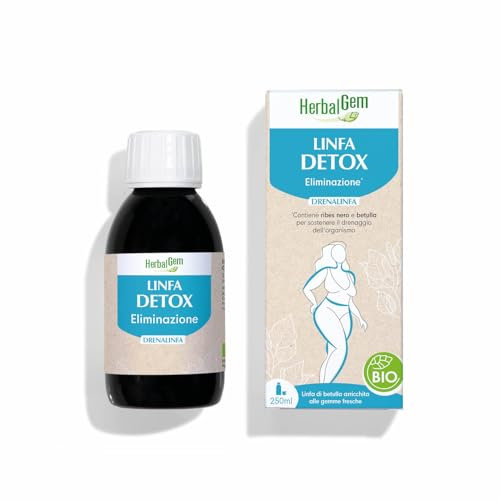 HerbalGem - Drenalinfa - A Base di Linfa Fresca di Betulla Arricchita con Gemme di Betulla e Ribes Nero - Supporta il Drenaggio dei Liquidi, Favorisce la Depurazione e il Benessere Naturale - 250 ml