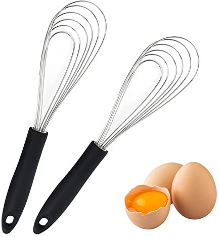 Schneebesen Set Schwarz Silikon Edelstahl 27.7cm 2 Stück Rührbesen Küchen Schneebesen Für Mischen, Rühren Von Teig, Eiern, Aufschäumen, Schlagen, Whisk Für Wohnküche, Esszimmer