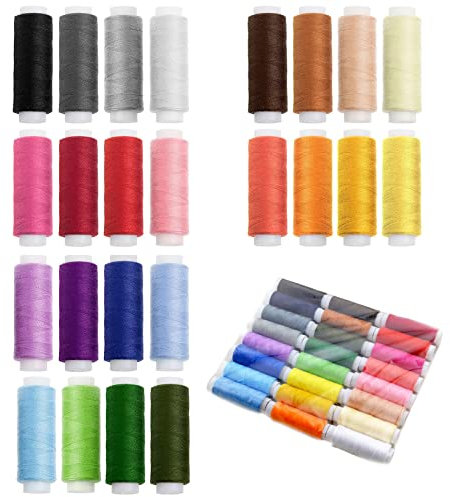 Nähgarn 24 Farben,Nähfaden,Nähgarn set,Overlockgarn, Nähzubehör 100% Polyester Nicht leicht zu zerreißen, für Heim Patchwork und Filzhandwerksherstellung