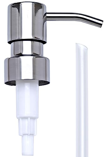 Chrome Soap Dispenser Pump Replacement - Silver 304 Rust Proof Stainless Steel Lotion Dispenser Pumps Replacement for Standard 28/400 Neck Size Regular Mouth Bottles