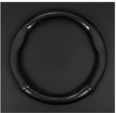 QODOLSI 1 Pack Car Breathable Steering Wheel Cover, Wear -Resistant Steering Wheel Sleeve, Carbon Fiber Non-Slip Steering Wheel Protector, Four Seasons Universal Steering Wheel Set (Black #Circular)