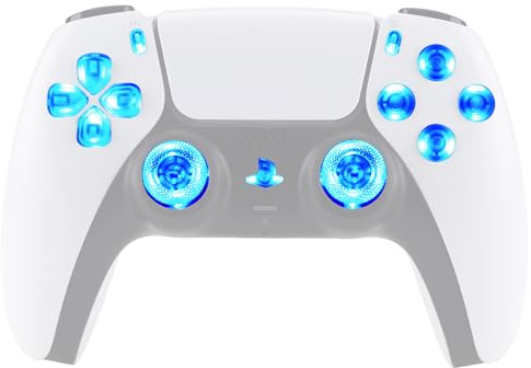 eXtremeRate 7 Colores 9 Modos Luminoso Joysticks D-pad Acción Share Home Botón para ps5 BDM-030/040/050 Multicolores LED Botones Teclas DTF V3 LED Kit para ps5 Mando-No Incluye Mando(Transparente)
