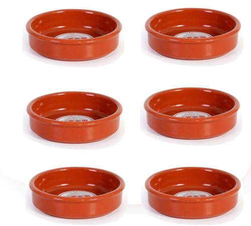 Acan Tradineur - Confezione da 6 casseruole rotonde di terracotta adatte per vitro e forno - ideali per stufati e arrosti fatti in casa - Ø 14 cm