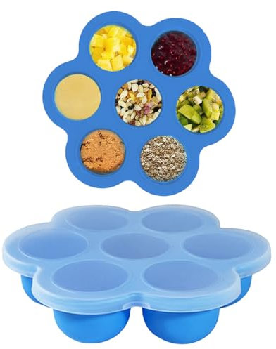 Boîte de conservation des aliments pour bébés,Congélation Purée Bébé Hermétique pour Aliments,Stockage De Nourriture Plateau de ​Congélateur,Bac à Glaçons avec Couvercle Bébés,Sans BPA,Bleu,1 pièce