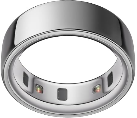 Oura Smart Ring 4 - Silver - Size 7 - | Non-Standard Fit – Measure with a Size Kit |Sleep, Heart Rate and Fitness Tracking Wearable | 8-Day Battery, iOS / Android Compatible