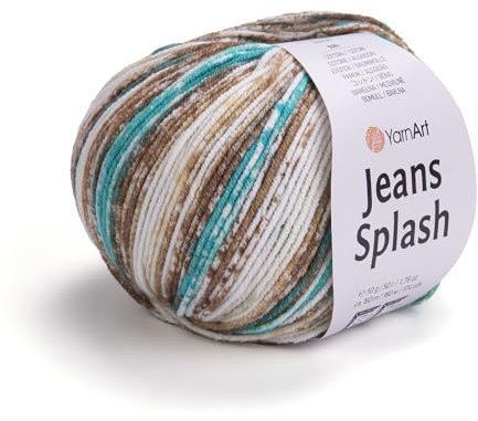 YarnArt Jeans Splash - Brokig sportgarn 55 % bomull 45 % akryl 1 hud/boll 50 g 174 yds bomullsgarn stickningsgarn mjukt garn amigurumi bomullsgarn (951)