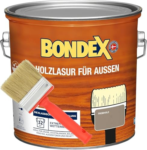 2,5l Bondex Holzlasur für Aussen plus Flächenstreicher (treibholz)