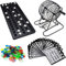 Bingo-Spiel-Set für Erwachsene, Senioren, Familien und Kinder mit 18 Bingo-Karten 150 Chips 75 Bälle 1 runder Metallkäfig (Bingo-Spielset)