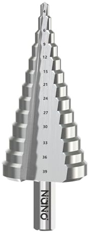 Temolink Stegborr i 13 steg, diameter 4–39 mm, med 10 mm triangulärt skaft, HSS6542 nanobeläggning för metall, rostfritt stål, trä