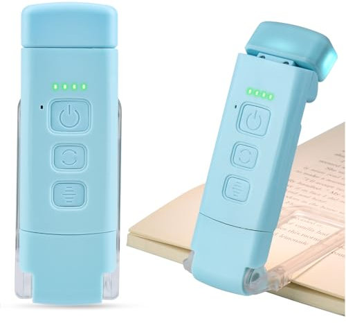 HPLIMEOR Luce per Lettura Libri a Letto, Lampada LED per Libro Ricaricabile con 3 Colori & 5 Luminosità Regolabile, Protezione Occhi, Clip Flessibile Ultra Leggera per Bambini e Amanti dei Libri-Blu