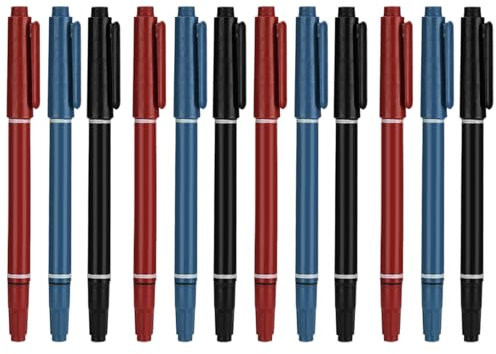 NIDONE Henna Pen, 12Pcs Tattoo Markers for Skin, 5.4 Portable Lightweight Double-Headed Henna Pen, Skin Markers for Tattoos with Thick & Fine Tip, Smooth & Safe Marking, Red + Black + Blue