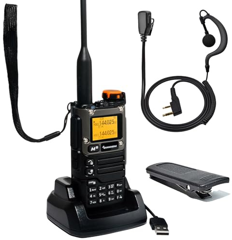 Quansheng UV-K5(8) Radio bidireccional portátil VHF UHF UHF FM NOAA UV-K6 Naranja para Exteriores/almacenaje y logística/navegación/producción Industrial (Negro, con Auricular en Forma de G)