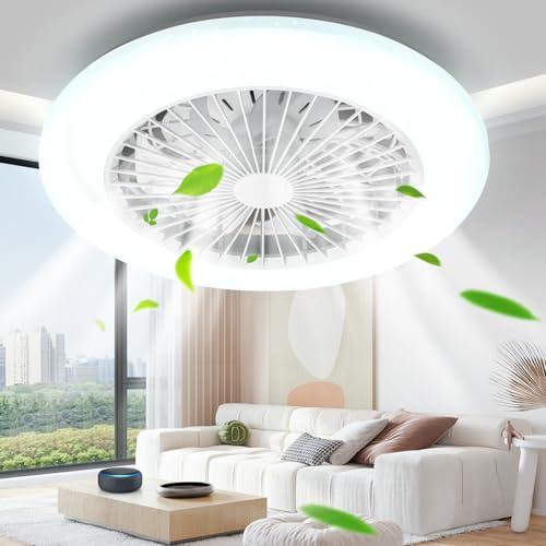 Aigostar- Ventilador Techo Alexa, 40W, 4400LM, 2700K-6500K Regulable, Lampara Ventilador Techo Alexa con Mando a Distancia y Gateway, Silencioso, 6 Velocidades, Diameter 50CM