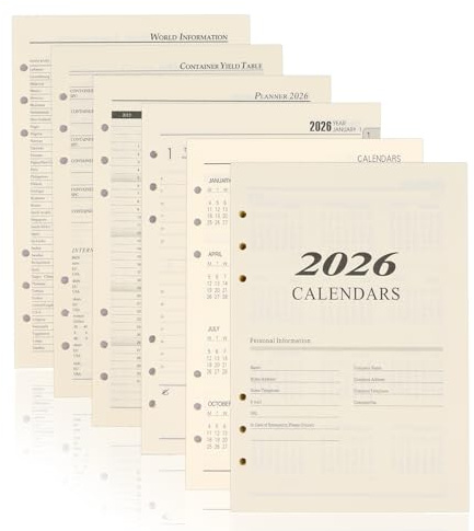 2026 Wochenplaner Einlage A5 6 Löcher, 176 Seiten Kalendereinlage 2026, January 2026 – Dezember 2026, Weekly & Monthly Planner, Nachfüllpapier für Planer, Tagebücher, DIY-Projekte, 139x206mm