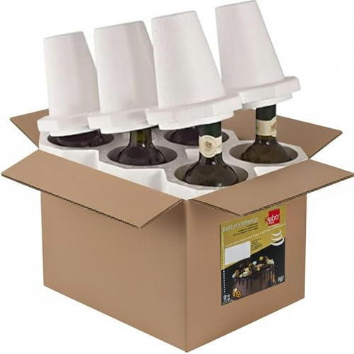 FESTA WOW Porta Bottiglie in Polistirolo Kit 6 Bottiglie Ideale per Imballaggio,Spedizione di Vino,Champagne,Prosecco Bottiglie Fragili 100% Made in Italy