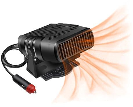 Gntodebj Calefactor para Coche 4 en 1, Potente 12V Descongelador del Parabrisas Calefacción Instantánea con Rotación 360° y Ajuste 90° Arriba Abajo para Todos Los Modelos