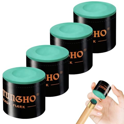 Meunhy 4PCS Snooker Chalk for Snooker Cues,Green Pool Cue Chalk for Pool Cue Tips,No-Slip Dry Chalks for Tips,Essential Billiard Table Accessories for Players & Billiards