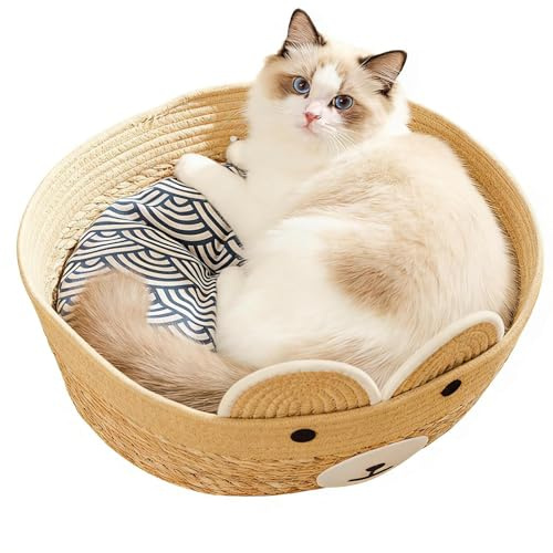 Panier Caverne pour Chat Tapis de Couchage Lavable pour Animaux de
