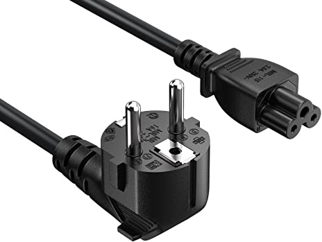 Cable Leader 6ft CEE 7/7 to IEC320 C5 Right Angle European Schuko Power Cord for Notebook 18AWG 10A/250V, 3-Prong European Travel Plug, Power Cord for Type F